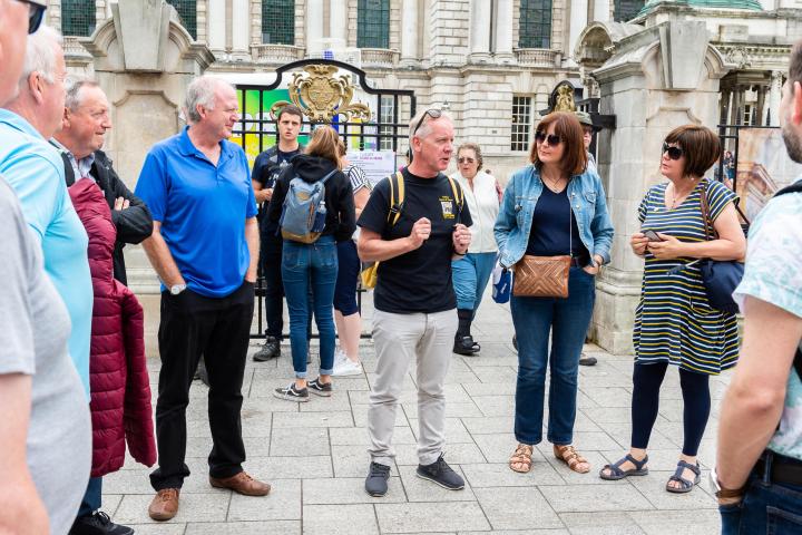 group listening to the guide stories