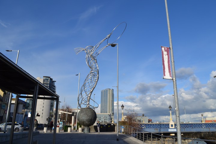 a large ship in the background